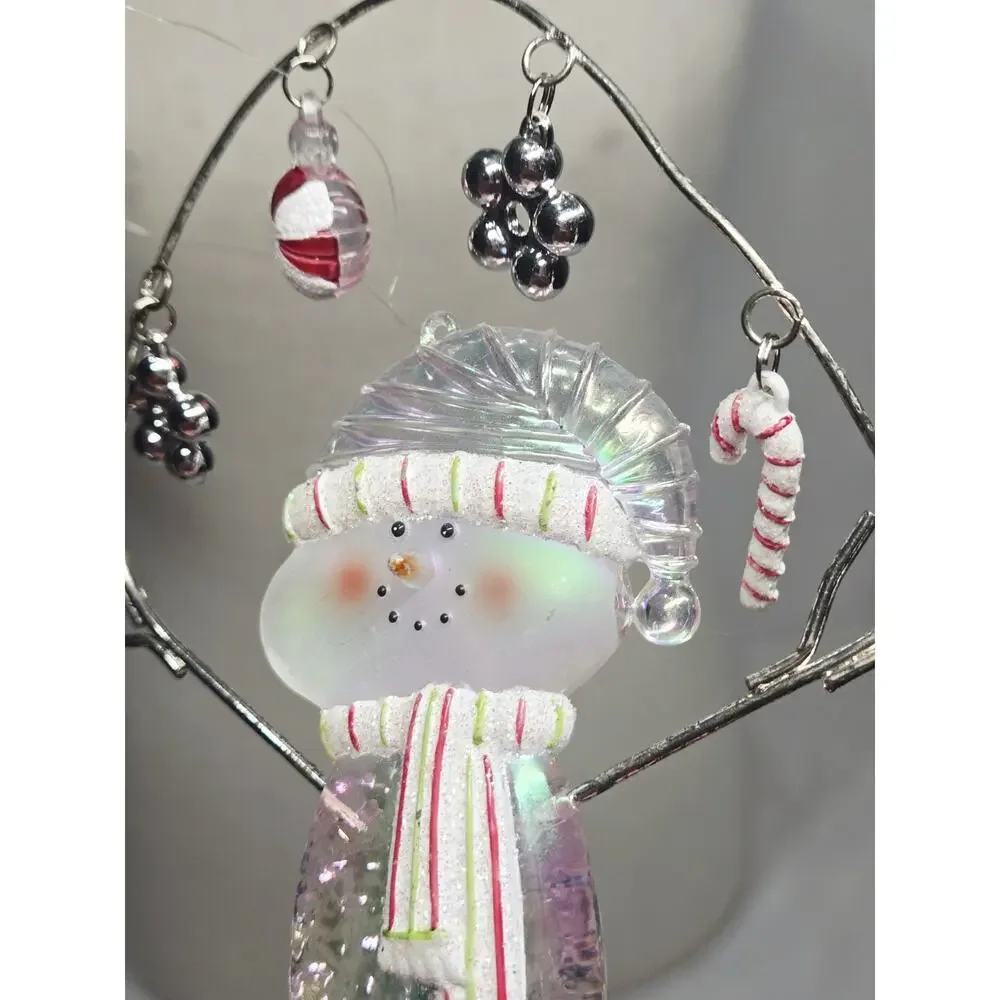 Vintage Dept 56 Snowman Ornament Christmas Decor Holiday Garland Iridescent